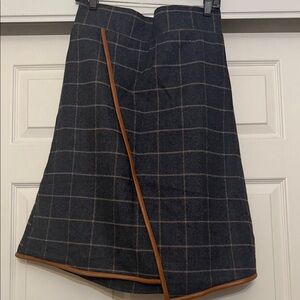 Chic Plaid A-Line Skirt with Brown Trim